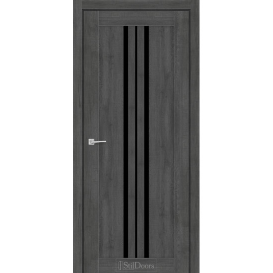 Двері міжкімнатні ARMANO дуб смоки скло чорне StilDoors