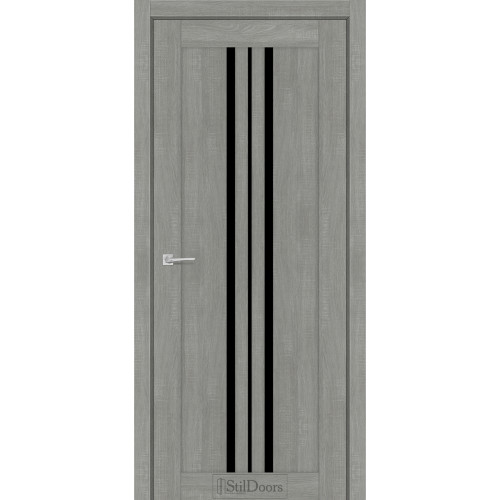 Дверь межкомнатная ARMANO ясень нордик стекло черное StilDoors 
