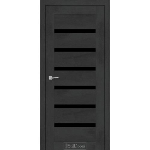 Дверь межкомнатная Fioranо бетон антрацит стекло черное StilDoors 