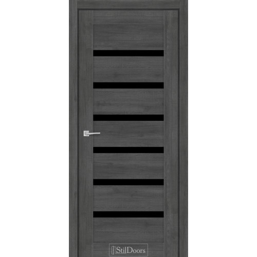 Дверь межкомнатная Fioranо дуб смоки стекло черное StilDoors 