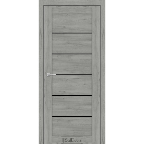 Двері міжкімнатні SALVERO дуб платина скло чорне StilDoors