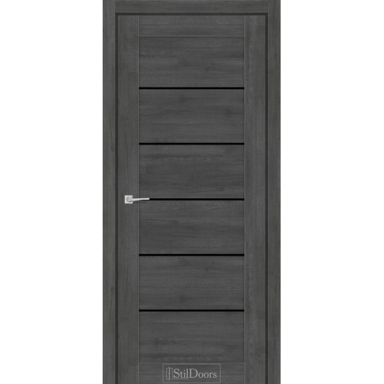 Двері міжкімнатні SALVERO дуб смоки скло чорне StilDoors