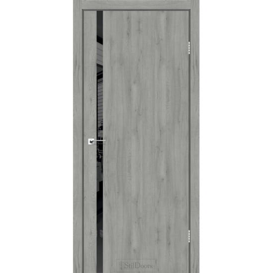 Двері міжкімнатні LOFT GLASS дуб платина чорний торець StilDoors