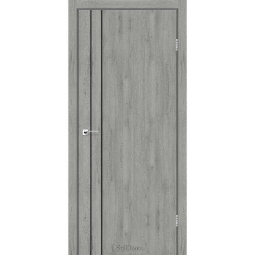 Дверь межкомнатная LOFT LINE дуб платина черный торец StilDoors 